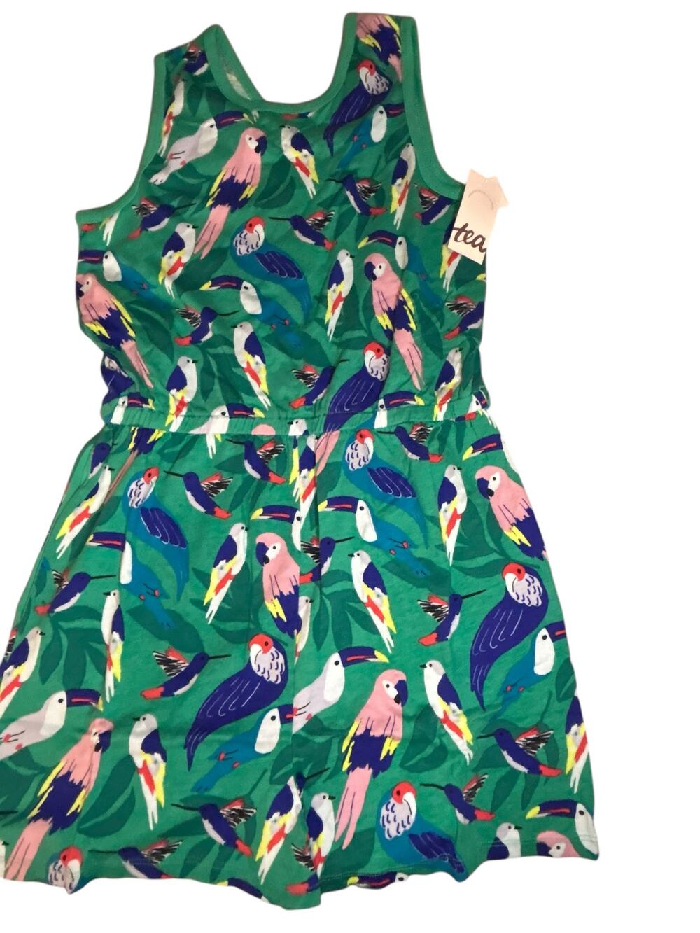 NEW Tea Collection green parrot romper size 16